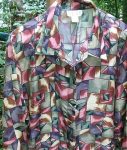 Vintage Stunt 100% Silk  Button Down Shirt sz L